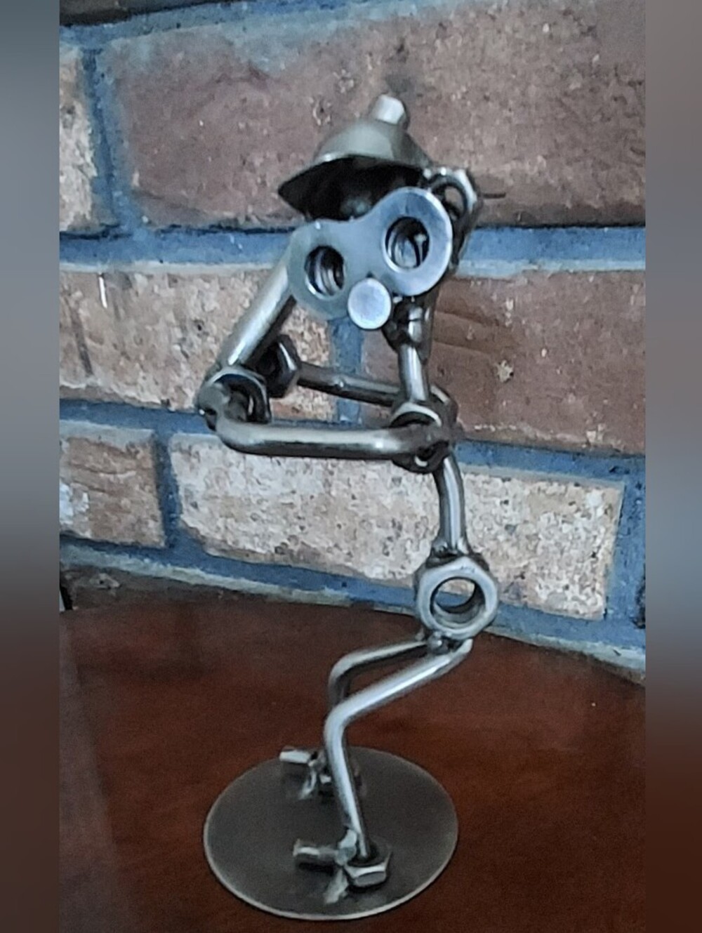 Industrial Nuts Bolts Baseball Batter Metal Figure Sculpture Welded Art Office
